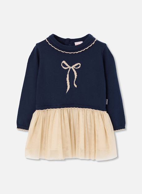 Robe en tulle avec noeud Bleu 1 - vertbaudet enfant 