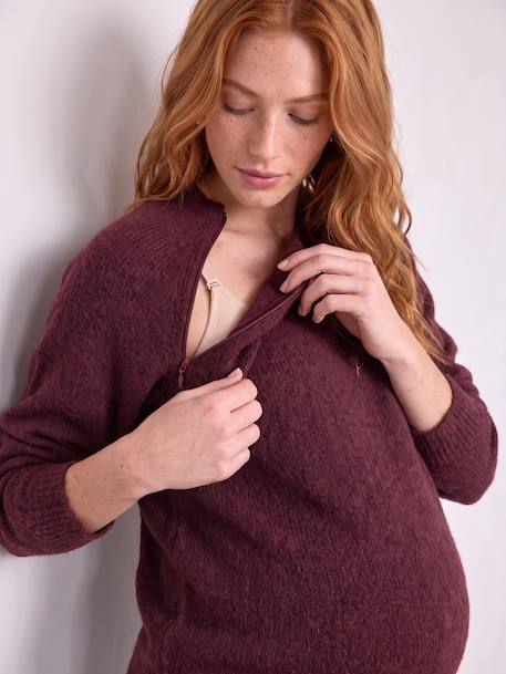 Pull grossesse et allaitement bordeaux+kaki 6 - vertbaudet enfant 