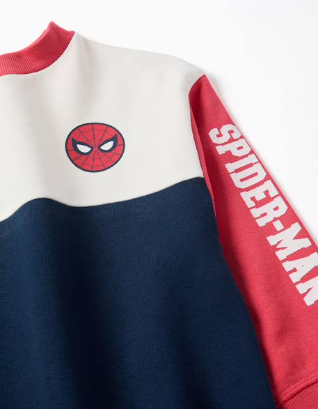 Sweat en coton peigné avec imprimés spider-man Bleu foncé 4 - vertbaudet enfant 