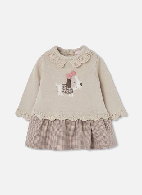 Robe bébé avec broderie de petit chien Beige 3 - vertbaudet enfant 