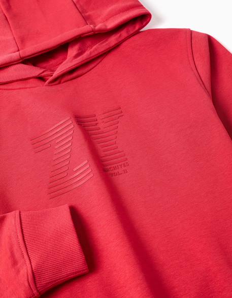 Sweat à capuche avec imprimé en relief zy Blanc+Rouge 7 - vertbaudet enfant 