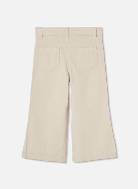 Pantalon fille velours côtelé fin wide leg Beige 3 - vertbaudet enfant 