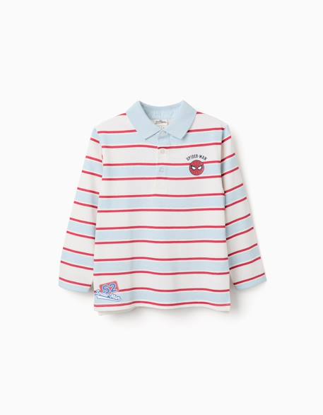 Polo à manches longues à rayures spider-man Bleu clair 1 - vertbaudet enfant 