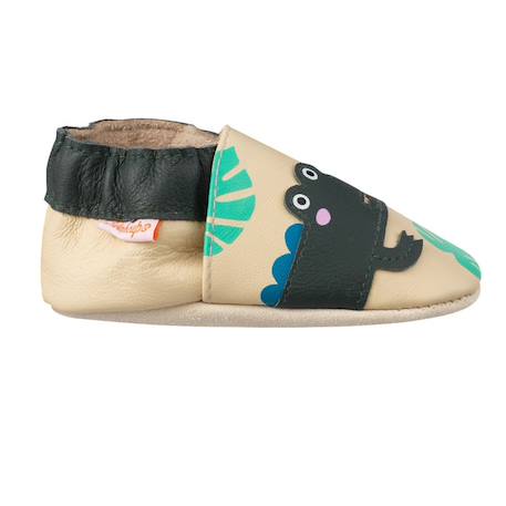 Chaussons cuir souple emile le crocodile Beige 1 - vertbaudet enfant 