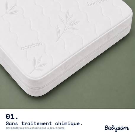Matelas berceau bamboo | forme rectangulaire Blanc 2 - vertbaudet enfant 
