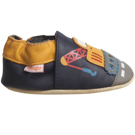 Chaussons bébé cuir souple germain la grue Bleu 1 - vertbaudet enfant 