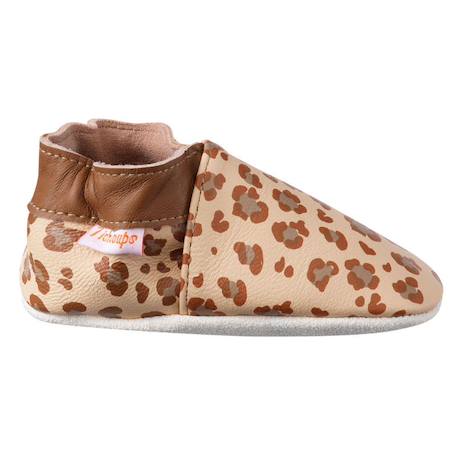 Chaussons  cuir souple léopard marron Beige 1 - vertbaudet enfant 