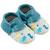 Chaussons cuir souple à franges dinosaures Bleu 2 - vertbaudet enfant 