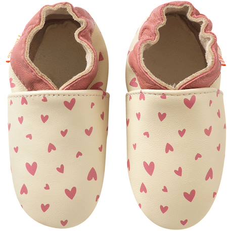 Chaussons bébé cuir souple juliette les coeurs Beige 2 - vertbaudet enfant 