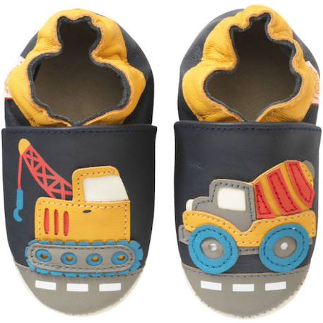 Chaussons bébé cuir souple germain la grue Bleu 2 - vertbaudet enfant 