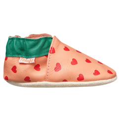 Chaussures-Chaussures bébé 17-26-Chaussons bébé cuir souple coeurs
