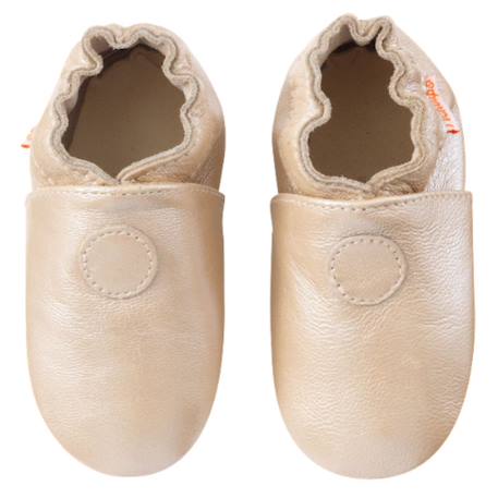Chaussons bébé cuir souple uni Beige 2 - vertbaudet enfant 