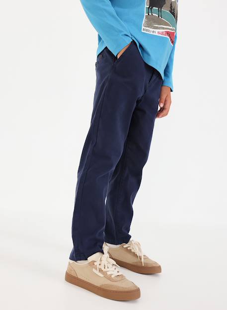 Pantalon garçon satiné élastique Bleu 1 - vertbaudet enfant 