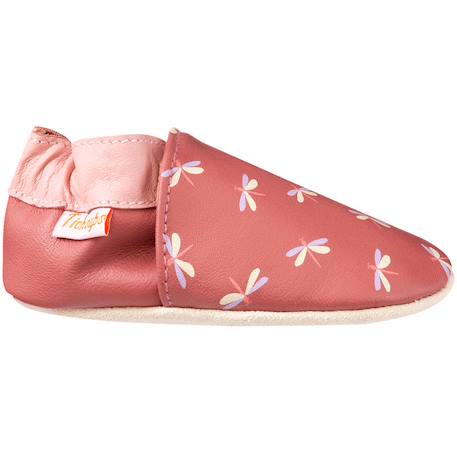 Chaussons cuir bébé anna les libellules Rose 1 - vertbaudet enfant 
