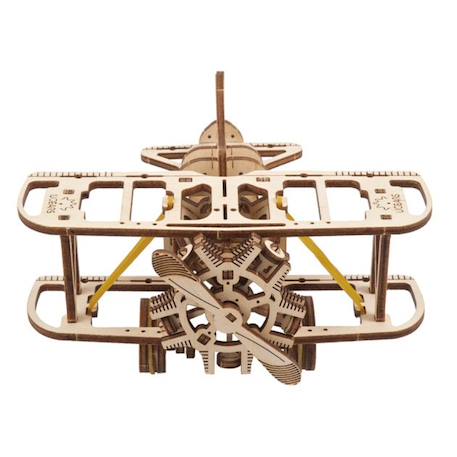 Mini Biplan – Maquette mécanique en bois à construire, puzzle 3D à moteur élastique Brown 2 - vertbaudet enfant 