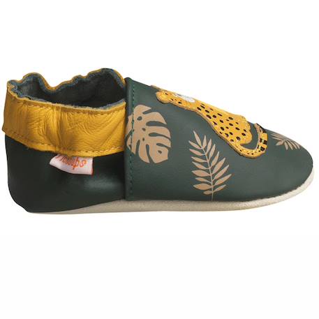 Chaussons bébé cuir souple césar le jaguar Vert 1 - vertbaudet enfant 