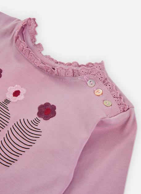 T-shirt fille maille broderie vases fleurs Rose 3 - vertbaudet enfant 