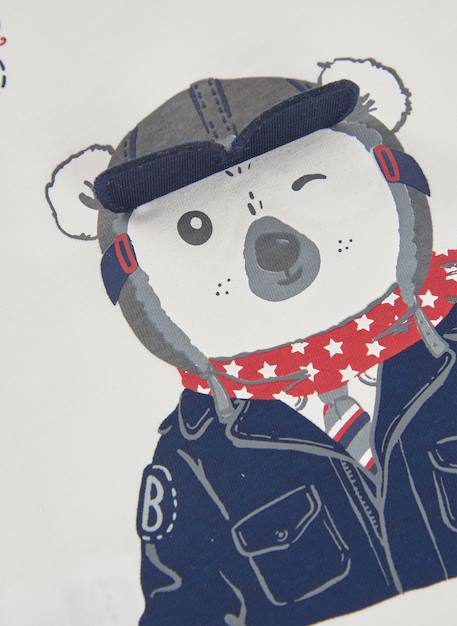 T-shirt garçon en maille imprimé koala pilote Blanc 4 - vertbaudet enfant 