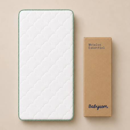 Babysom - matelas bébé 60x120 cm - réversible été/hiver - soutien ferme - sans traitement chimique - certifié oeko-tex - vert Blanc 1 - vertbaudet enfant 