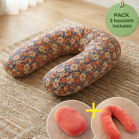 Pack coussin de maternité xxl - housses (corail & velours) + charlotte - grossesse et allaitement Rose 1 - vertbaudet enfant 