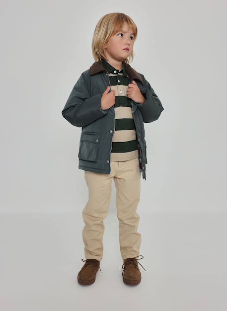 Pantalon garçon satiné élastique Beige 1 - vertbaudet enfant 