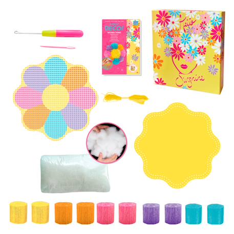 Kit coussin marguerite – Totally Deco Daisy Latch Hook Pillow Set Multicolor 2 - vertbaudet enfant 