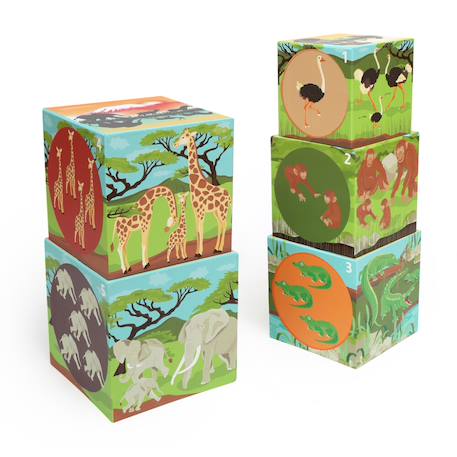 Jeu à empiler Pyramide jumbo - savane Multicolor 2 - vertbaudet enfant 
