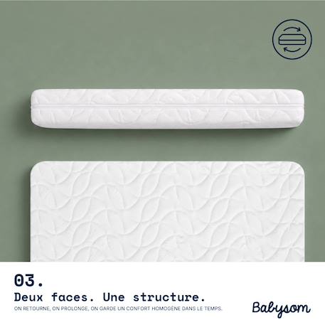 Matelas bébé bamboo | déhoussable Blanc 4 - vertbaudet enfant 