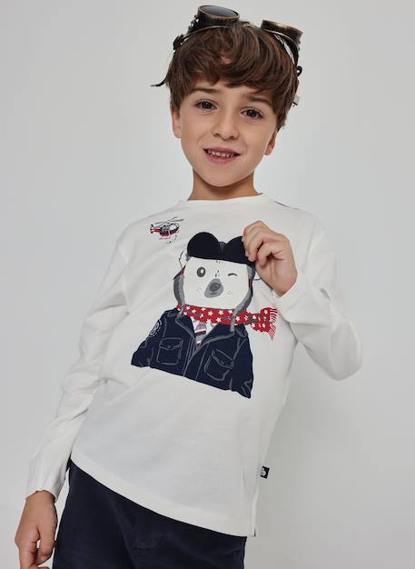T-shirt garçon en maille imprimé koala pilote Blanc 1 - vertbaudet enfant 