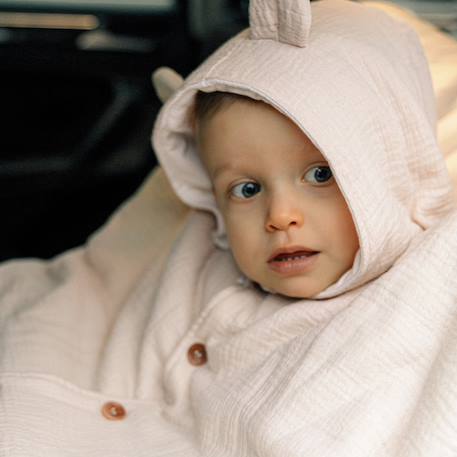 Poncho bébé mousseline de coton bio Beige 6 - vertbaudet enfant 