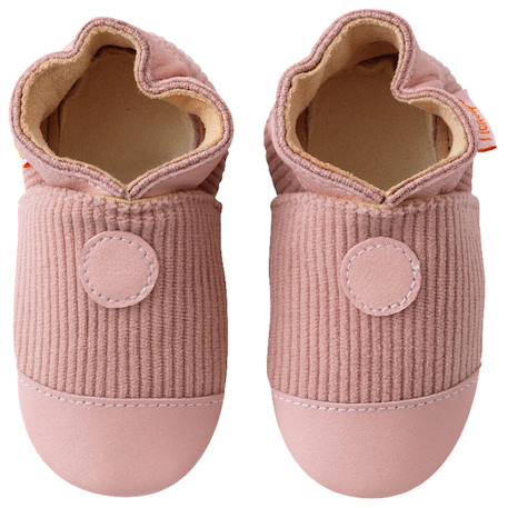 Chaussons bébé cuir souple velours Rose 2 - vertbaudet enfant 