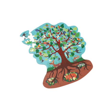 Contour puzzle - arbre oiseaux 58 pièces Multicolor 2 - vertbaudet enfant 