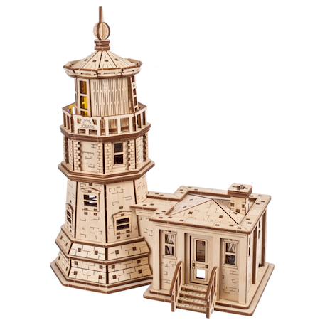 Phare de Split Rock – Maquette en bois lumineuse à construire, veilleuse inspirée du lac Supérieur Brown 2 - vertbaudet enfant 