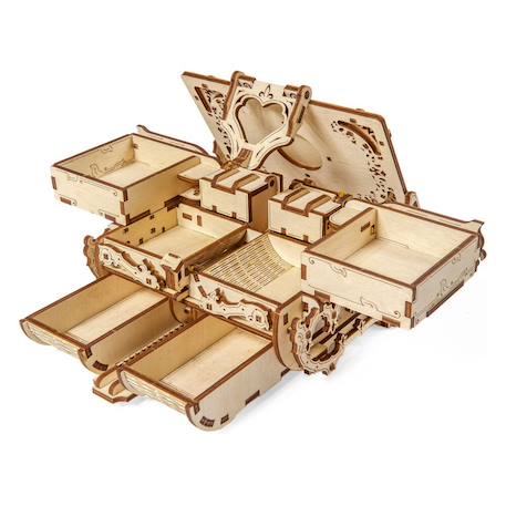 Boîte antique en bois à construire – coffret mécanique 3D avec compartiments secrets et verrouillage Brown 2 - vertbaudet enfant 