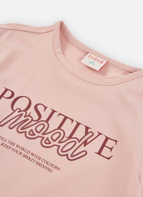 T-shirt fille imprimé positive mood Rose 4 - vertbaudet enfant 