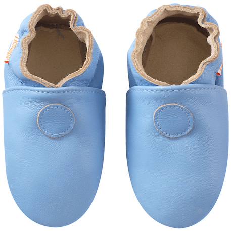 Chaussons bébé cuir souple uni Bleu 2 - vertbaudet enfant 