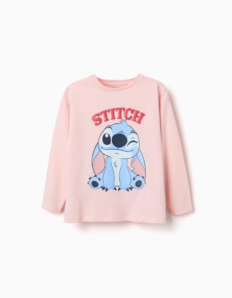 T-shirt en coton à manches longues avec imprimé stitch Rose 1 - vertbaudet enfant 
