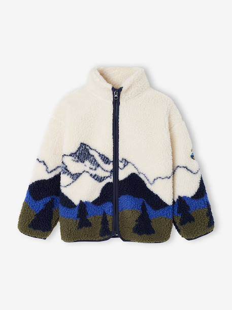 Veste sherpa garçon manches longues zippée écru 3 - vertbaudet enfant 