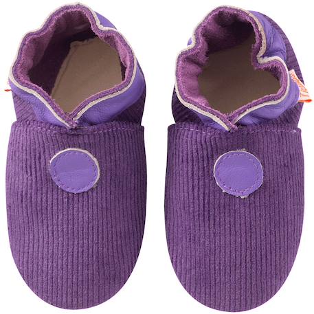 Chaussons bébé cuir souple velours Violet 2 - vertbaudet enfant 