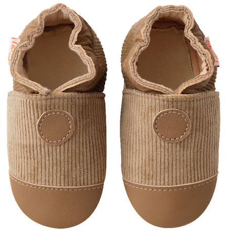 Chaussons bébé cuir souple velours Beige 2 - vertbaudet enfant 
