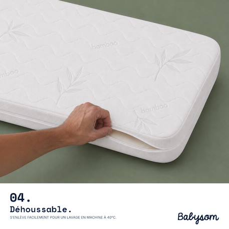 Matelas berceau bamboo | forme rectangulaire Blanc 5 - vertbaudet enfant 