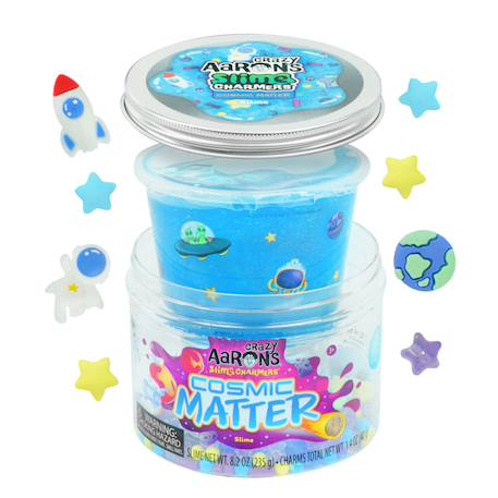 Slime bleu Cosmic Matter avec charms de l’espace – Crazy Aaron’s Slime Charmers Blue 2 - vertbaudet enfant 