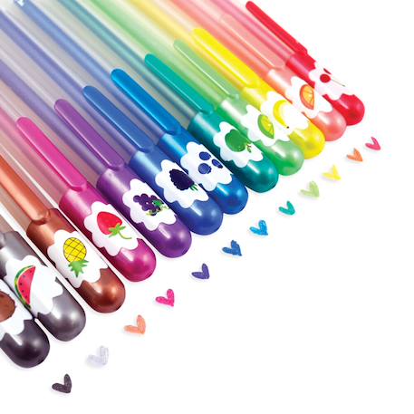 Stylos gel pailletés et parfumés Yummy – Set de 12 couleurs fruitées Multicolor 2 - vertbaudet enfant 