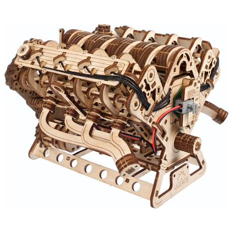 Moteur V8 – Maquette mécanique en bois à construire, puzzle 3D fonctionnel avec moteur électrique Brown 2 - vertbaudet enfant 
