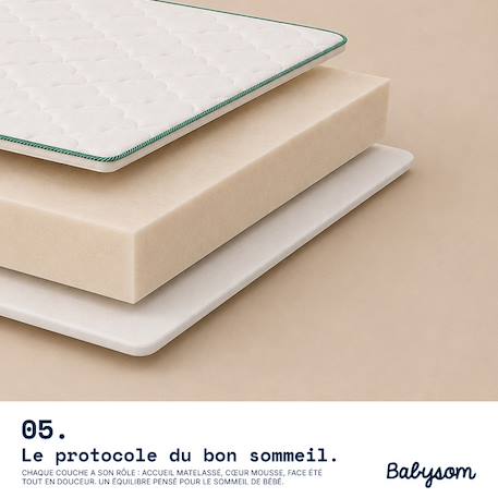 Babysom - matelas bébé 60x120 cm - réversible été/hiver - soutien ferme - sans traitement chimique - certifié oeko-tex - vert Blanc 6 - vertbaudet enfant 