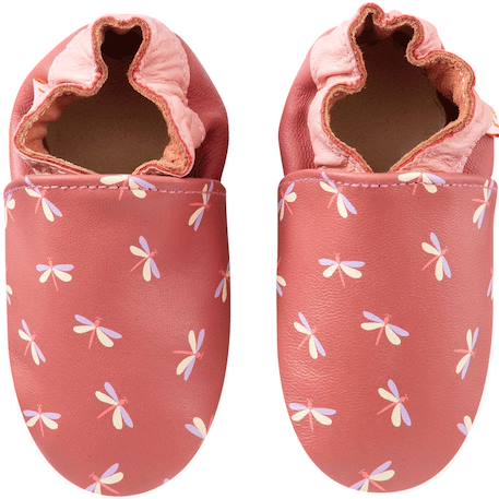 Chaussons cuir bébé anna les libellules Rose 2 - vertbaudet enfant 