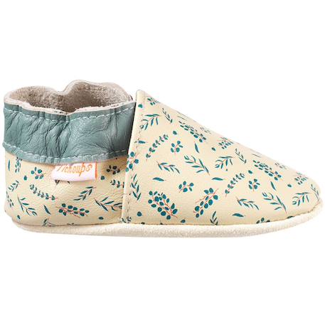 Chaussons bébé cuir souple jo l'eucalyptus Beige 1 - vertbaudet enfant 