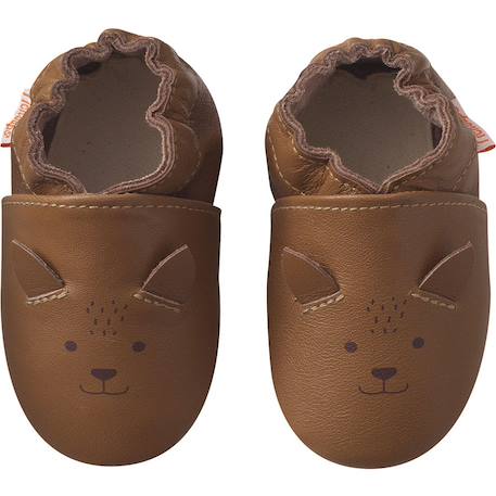 Chaussons cuir souple lazard le renard Marron 2 - vertbaudet enfant 