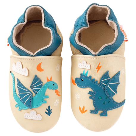 Chaussons cuir bébé gaël et tim les dragons Beige 2 - vertbaudet enfant 