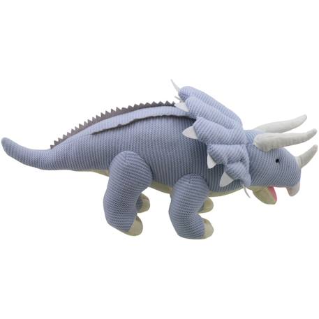 Peluche Triceratops tricoté bleu – Grand modèle Blue 2 - vertbaudet enfant 